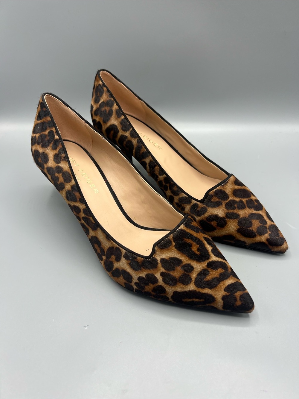 Kurt Geiger Peony Leopard Calf Hair Pointed Toe Court Pumps Heels